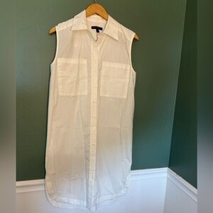 Banana Republic Petite Sleeveless White Shirt Dress